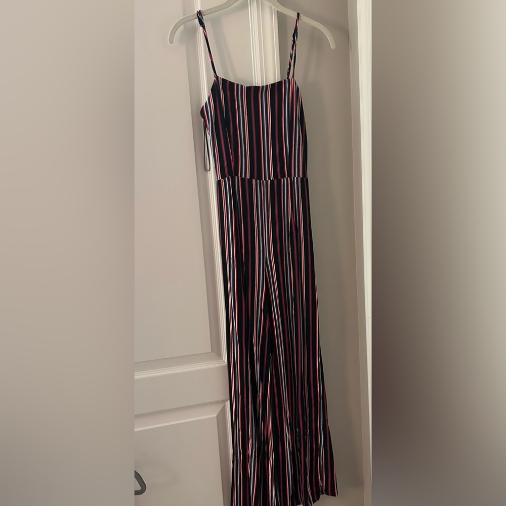 Striped Black Red and Blue Jumpsuit